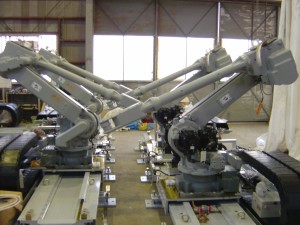 走行式ロボット 仮組・設置の様子